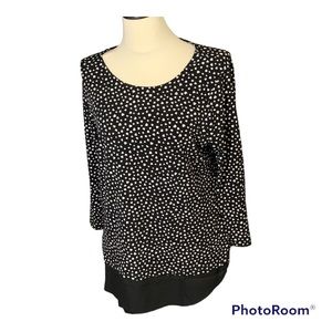 Adrianna Papell SZ L Blk & White Twofer Blouse
